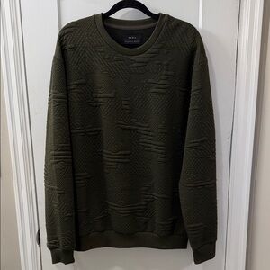 Zara Men's Olive Textured Crewneck Sweater